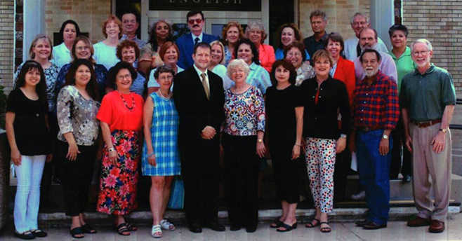 English faculty pose for a photo in 2004.